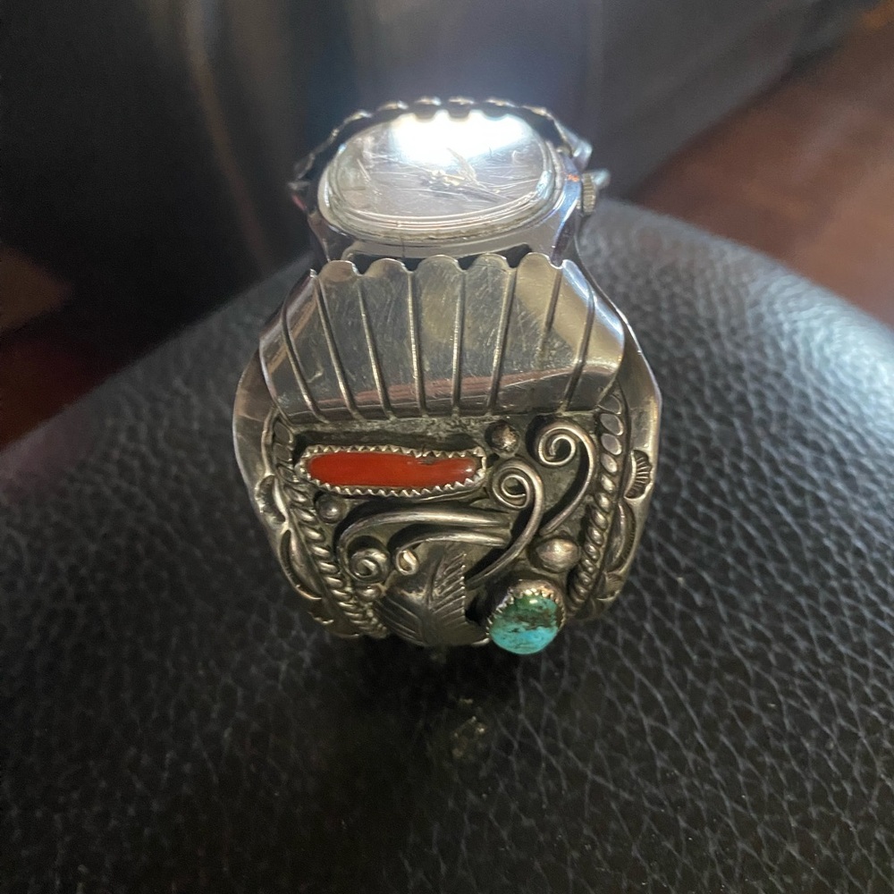 Men's Silver and Turquoise Bracelet